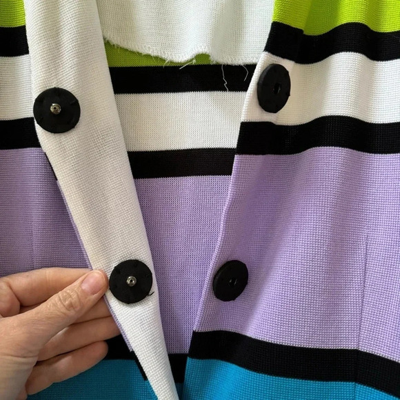 Exclusively Misook Color block Snap Front Knot Cardigan Sweater Size Medium - Picture 4 of 7